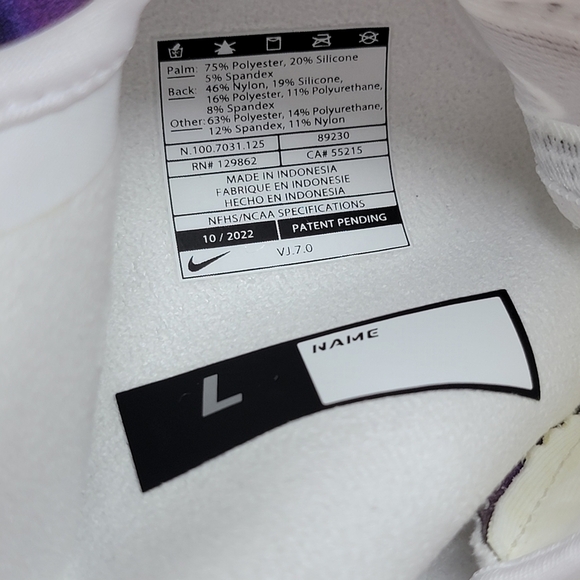 NIKE Vapor Jet 7.0 Receiver Football Gloves White Silver Blue Unisex Size L New - Picture 7 of 7